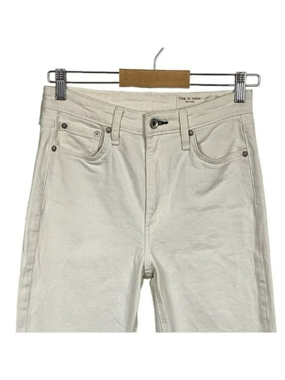 Rag & Bone Nina High-Rise Ankle Cigarette Jeans Ecru NWOT Size 27 - Picture 9 of 16